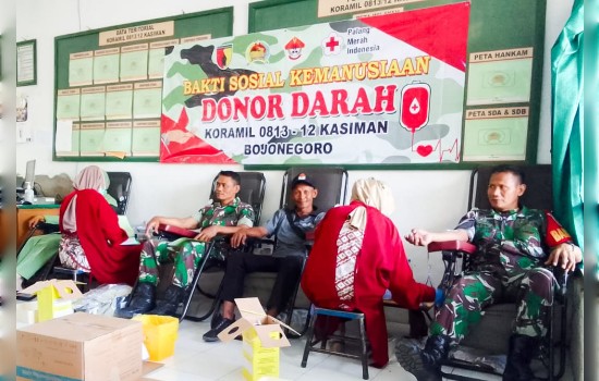 Koramil Kasiman Kodim Bojonegoro gelar Bakti Sosial Donor&nbsp;Darah